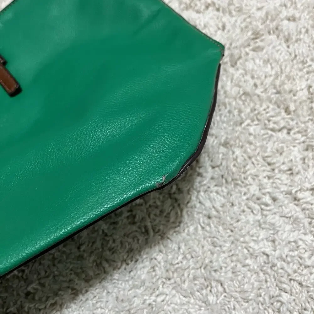 Nine West Vibrant Green Large Pebbled Vegan Leather Shoulder Bag Tote Bag